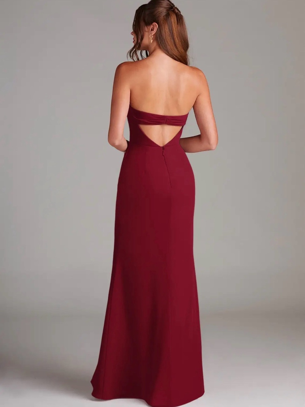 NWT Azazie Leonis burgundy Formal Gown Slit bridesmaid dress removable straps 4 - Picture 4 of 15